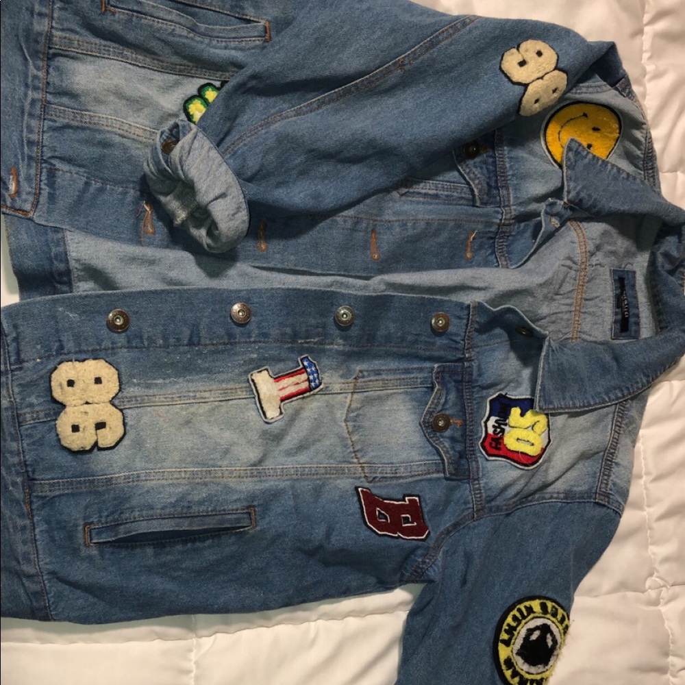 Denim patch oversized jacket